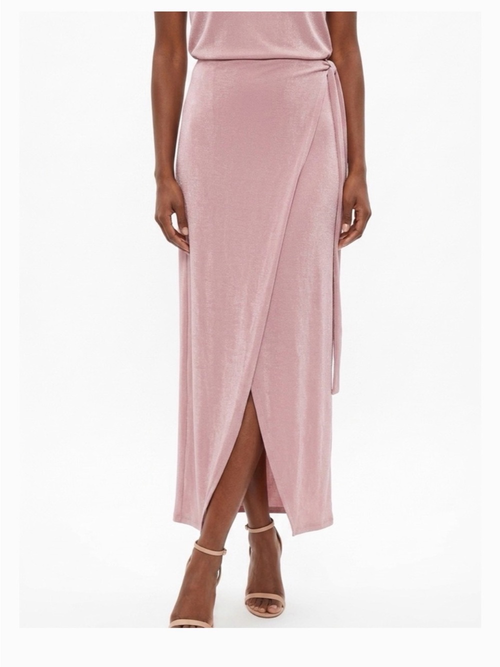 Wrap Maxi Skirt in Dusty Rose
